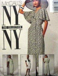 5944 MCCALLS NY NY ASYMMETRIC BUTTON  TIE DRESS LENGTHS PATTERN 6,8, 10, 12,14,16
